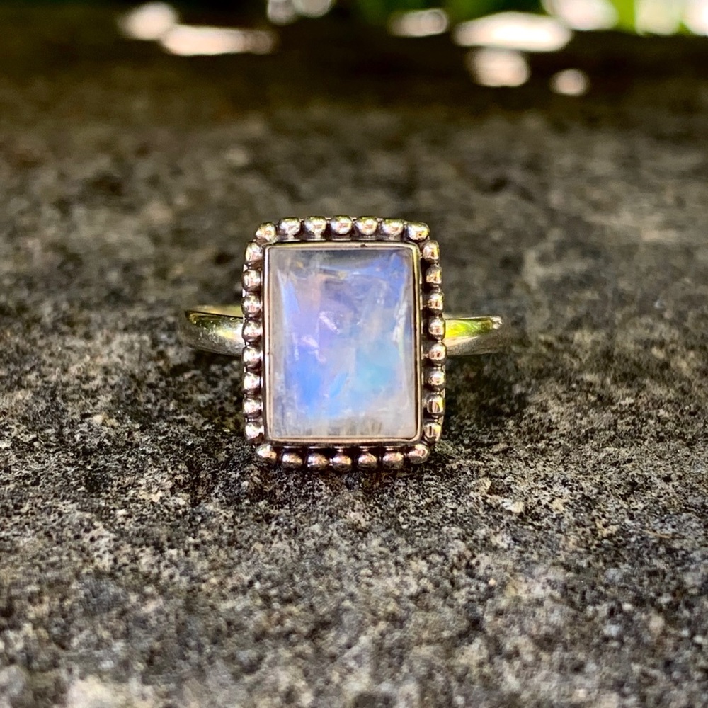 Rainbow Moonstone Sterling Silver Festival Ring